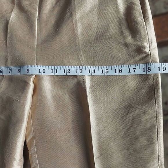 Vtg pale gold raw silk pocketless creased dress pants - Picture 8 of 10
